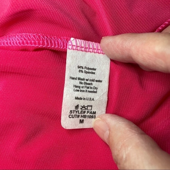 Astoria Born Bright Pink Cold Shoulder Slinky Top with Asymmetrical Hem. Med - Picture 8 of 8